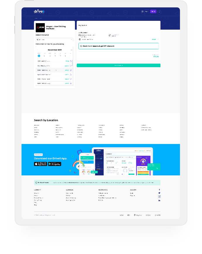 A learner booking a driving lesson on the Driveli website